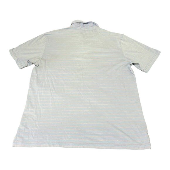 Peter Millar Polo Shirt Mens Medium Blue Striped Seaside Pima Cotton Golf Casual - Picture 2 of 5